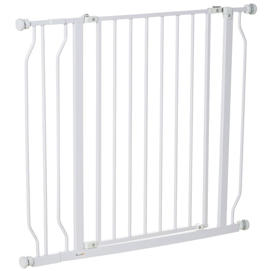 PawHut Wide Dog Safety Gate, with Door Pressure, for Doorways, Hallways, Staircases - White