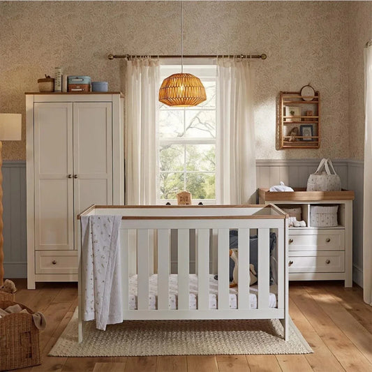 CuddleCo Burford 3 Piece Nursery Furniture Set - White/Oak