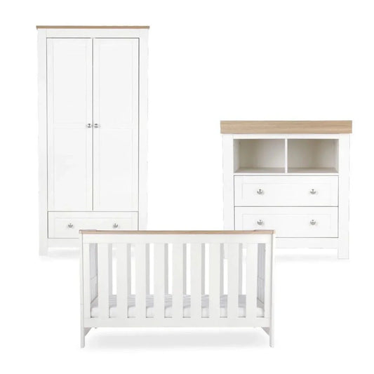 CuddleCo Burford 3 Piece Nursery Furniture Set - White/Oak