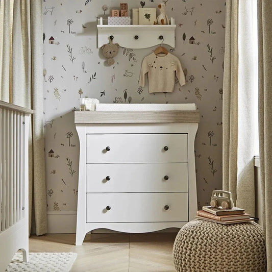CuddleCo Clara 3 Drawer Dresser Changer - White & Ash
