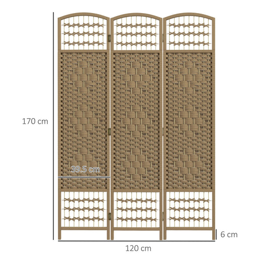 HOMCOM 3 Panel Folding Room Divider, Privacy Screen, Freestanding Paravent Partition Separator Natural Wood