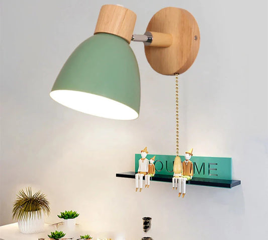 Wooden Wall Lamp With Switch