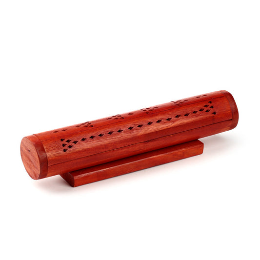 Mango Wood Round Ashcatcher Incense Burner Box