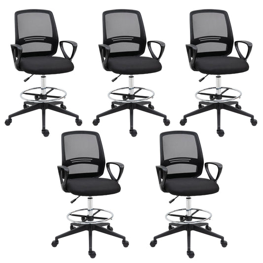 Vinsetto Ergonomic Mesh Back Drafting Chair, Tall Office Chair, Draughtsman Chair with Adjustable Height and Footrest 360\'c2\'b0 Swivel, Set of 5