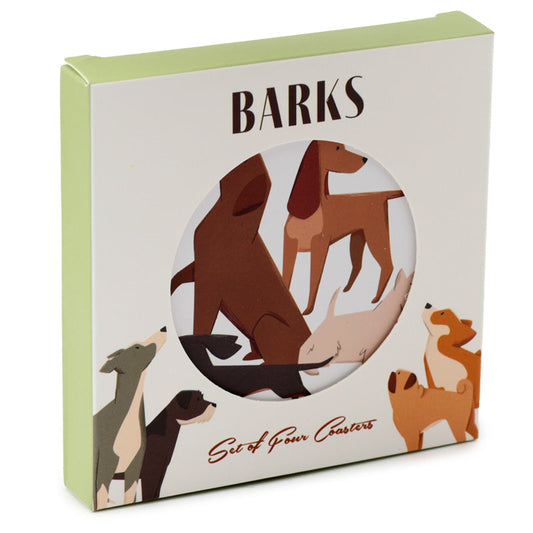 Set of 4 Cork Novelty Coasters - Barks Dog