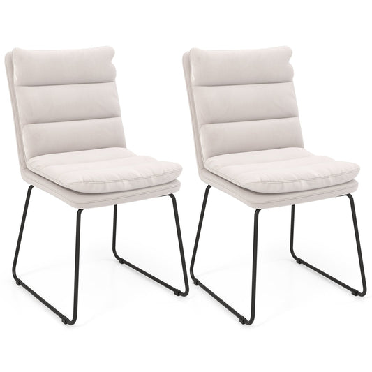 Leisure Chair Upholstered Accent Chair with Wood Heavy-duty Metal Frame-White
