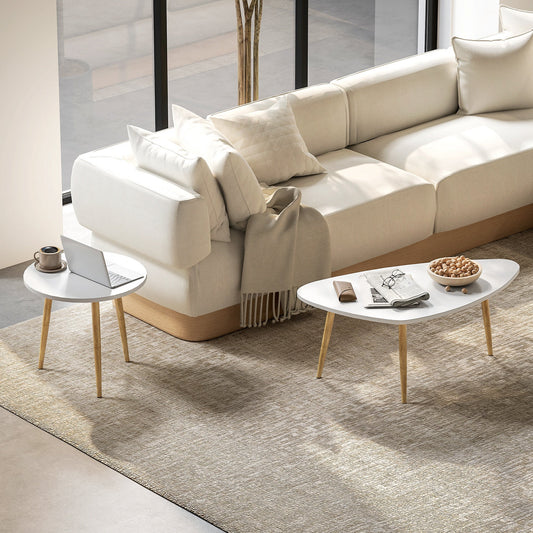 HOMCOM Coffee Table Set of 2 Nesting End Side Tables for Living Room, White