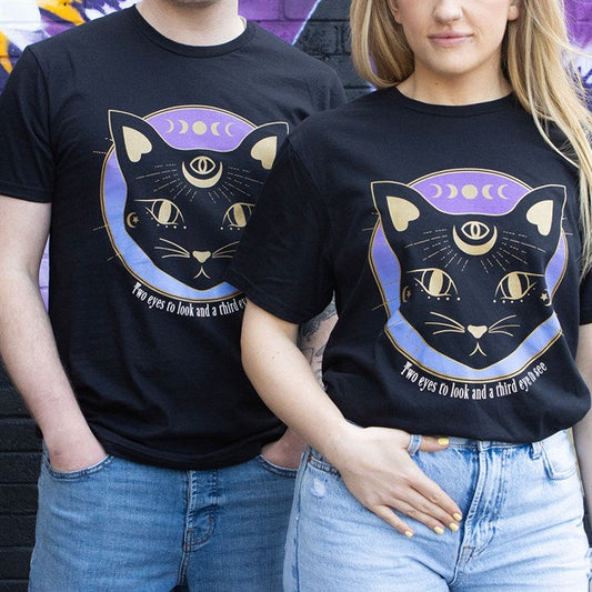 Mystic Mog Black Cat Unisex T-shirt Size L