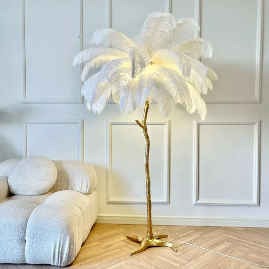 Ostrich Feather Led Floor Lamp Copper