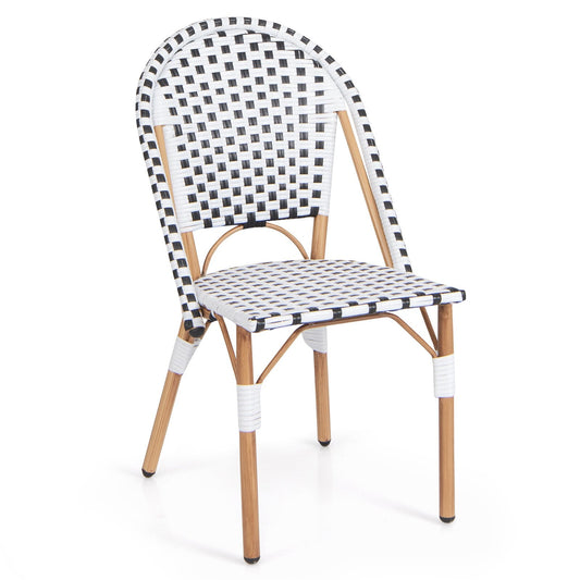 Outdoor Armless French Bistro Chair Set of 2-Black & White