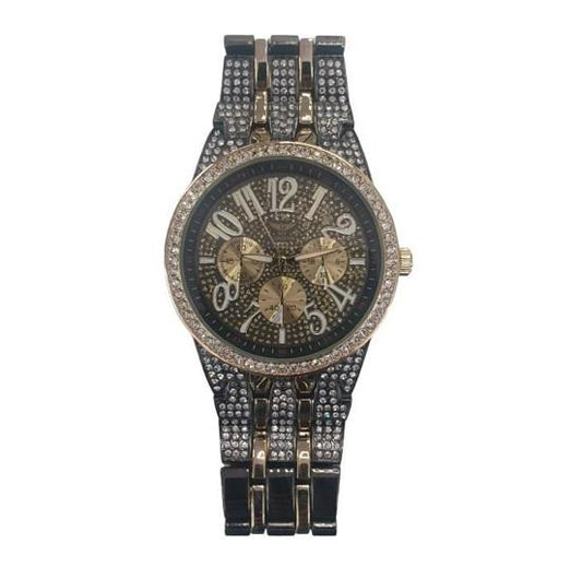 NY LONDON GENTS BLING WATCH PI-7469 GOLD-GUN