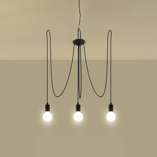 Edison Fabric & Steel Black 3 Light Classic Chandelier