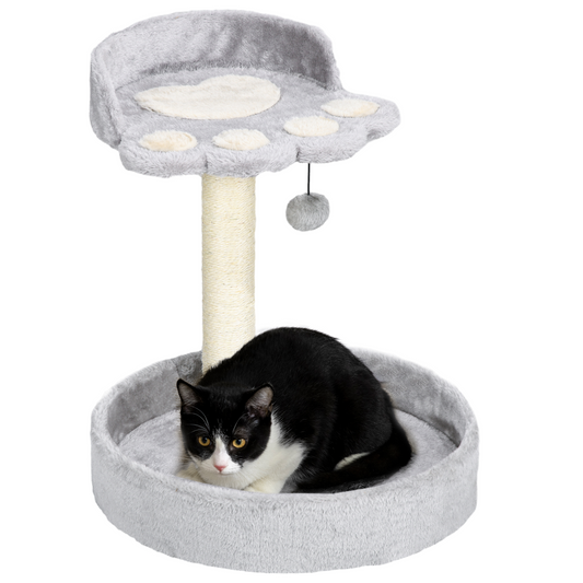 44cm Cat Tower with Jute Cat Scratching Post, Cat Claw Shape, Brown