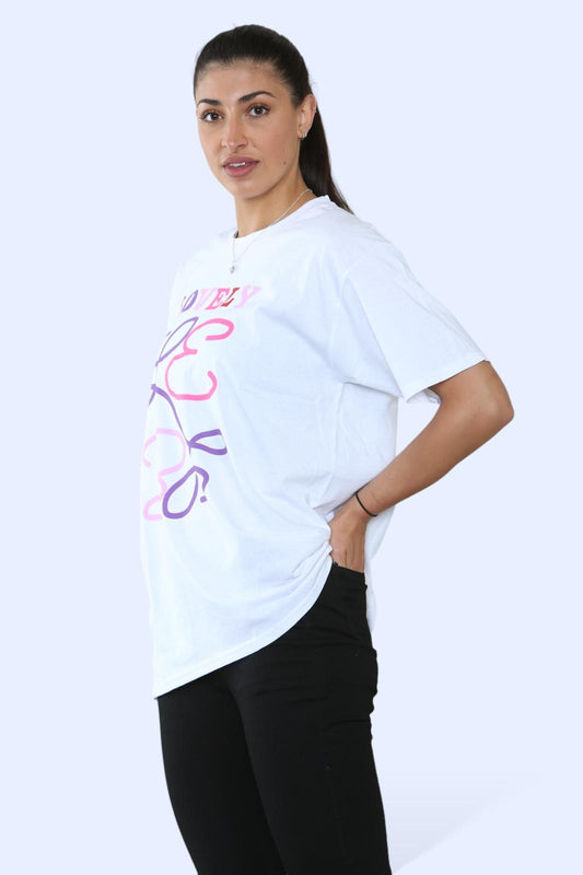 Ladies Lovely Printed Short Sleeve T-Shirt Top