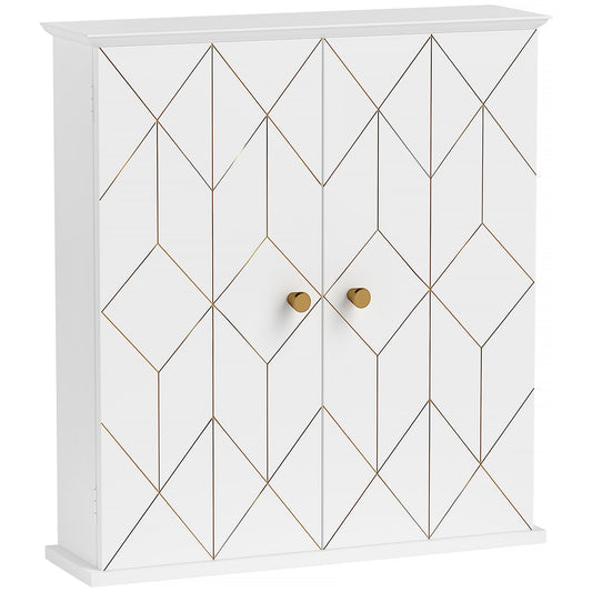 HOMCOM Bathroom Wall Cabinet, Wall Cupboard with Adjustable Shelf, White