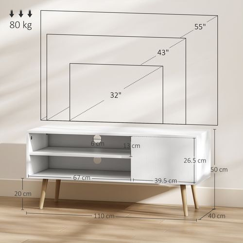 HOMCOM TV Unit Cabinet for TVs up to 55Inches with Cupboard Shelves