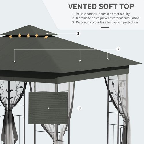 Outsunny 3 x 3(m) Garden Gazebo Marquee Tent Canopy Shelter Pavilion