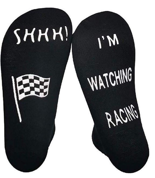 VINSANI WHITE I'M WATCHING RACING SOCKS