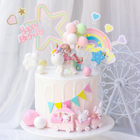 Unicorn Cake Topper - Rainbow Decoration for Birthdays & Celebrations