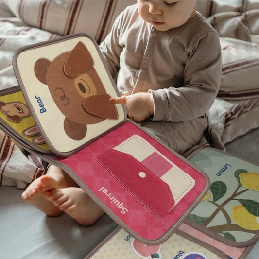 Montessori Busy Book Baby Early Education Book,Puzzle Toy, Animal Cognitive Fabric Book, Repeated Paste Book & Sensory toys