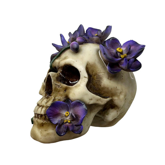 Skull with Purple Vine Flowers