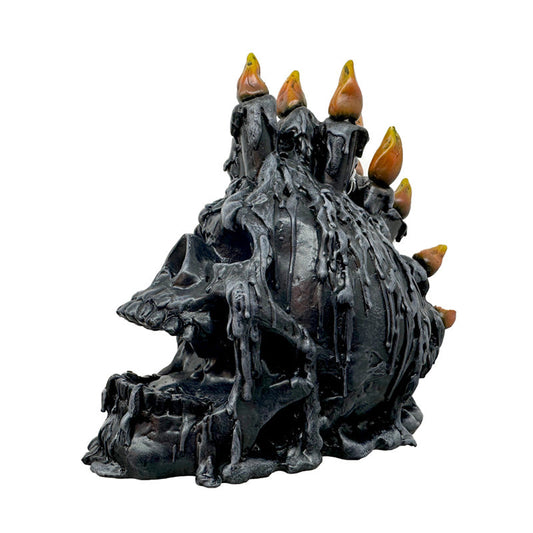 Black Screaming Skull with Candles & Melted Wax