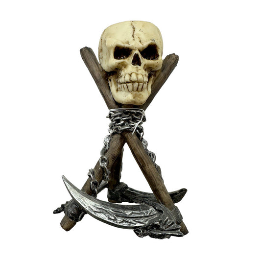 Skull Head with Scythe Tripod Tea Light Candle Holder