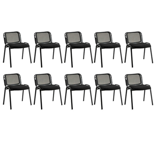 Set of 10 Stackable Waiting Room Chairs with Mesh Backrest-Black