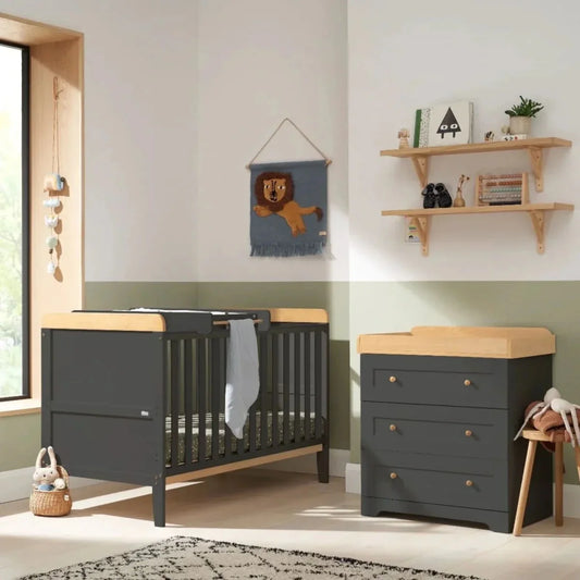 Tutti Bambini Rio 2 Piece Room Set with Deluxe Fibre Mattress - Slate/Honey Oak