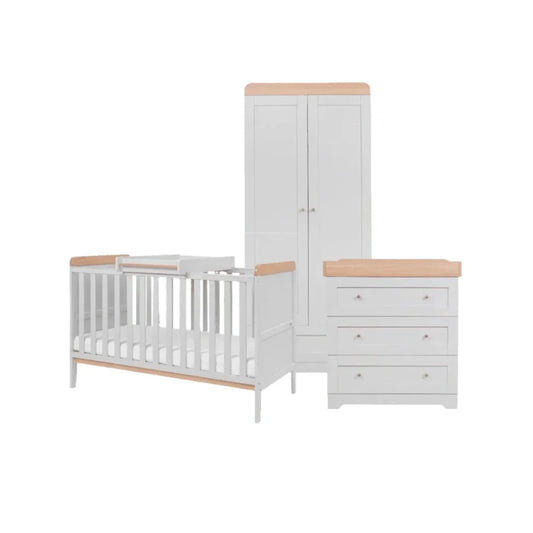 Tutti Bambini Rio 3 Piece Room Set with Deluxe Fibre Mattress - Dove Grey/Honey Oak