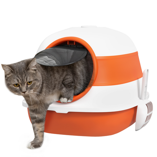 PawHut Foldable Cat Litter Tray Hooded Cat Litter Box w/ High Side, Black