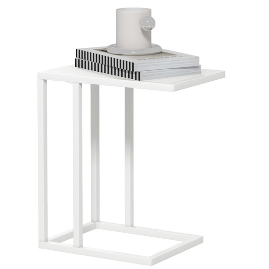 HOMCOM C Shape Side Table w/ Marble-Effect Top