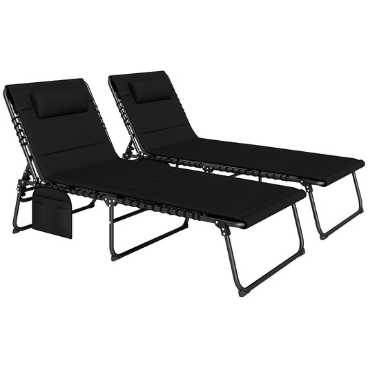 Outsunny Folding Sun Loungers Set of 2, Reclining Sun Bed