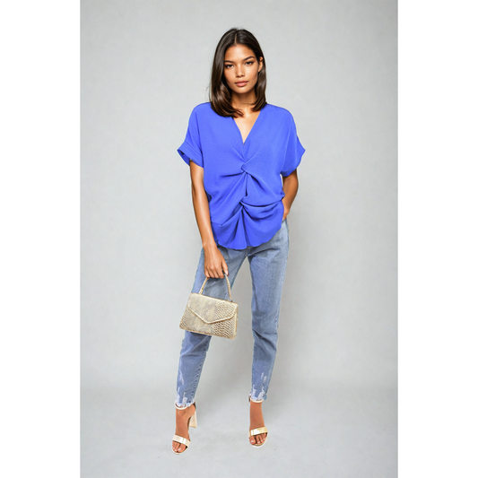 V-Neck Twist Front Top