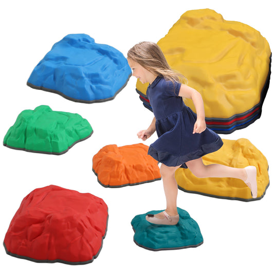 AIYAPLAY Balance Stepping Stones, 6 PCS River Stones for Kids Ages 3-8 Years