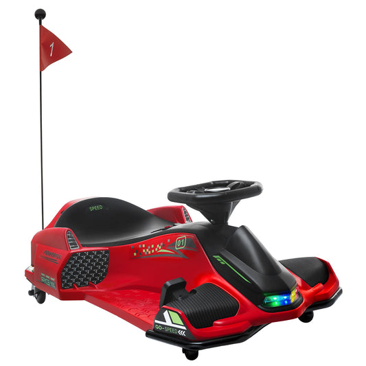 HOMCOM 12V Electric Go Kart for Kids with Music, LED Lights