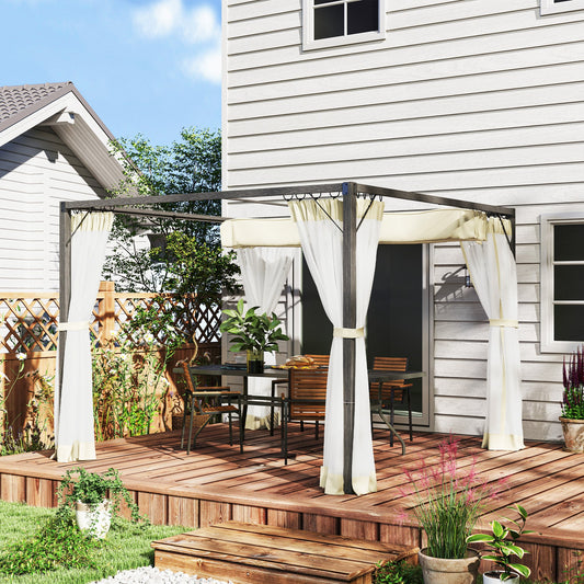 Outsunny 3 x 4m Pergola with Retractable Roof and Netting