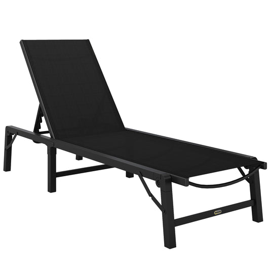 Outsunny Folding Sun Lounger, 5-Position Adjustable Sun Sunbed