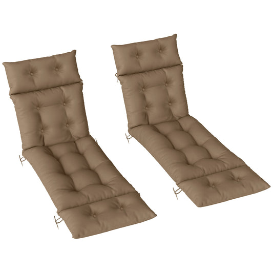 Outsunny Garden Lounge Chair Cushions Set of 2, 220gsm Fabric