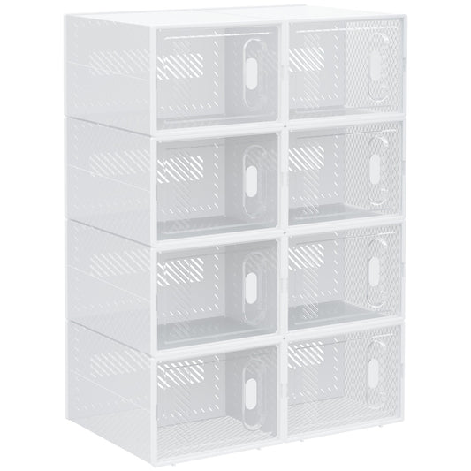 HOMCOM 8PCS Stackable Clear Plastic Shoe Storage Box for UK/EU Size 8.5/43