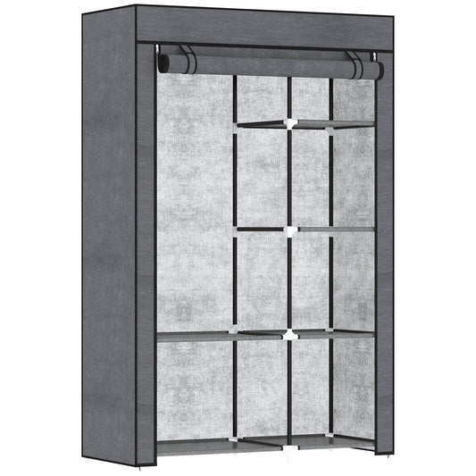 HOMCOM Fabric Wardrobe w/ Shelves Hanging Rail Foldable Closets