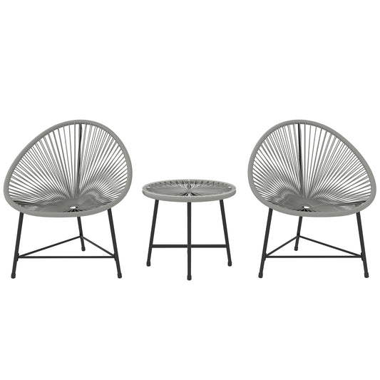 Outsunny Rattan Bistro Set, Cushioned Acapulco Chairs, Glass Table