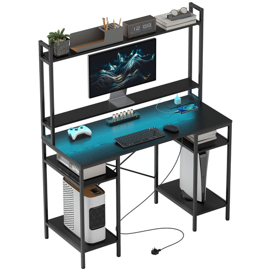 HOMCOM Computer Desk Home Office Desk with Monitor Stand