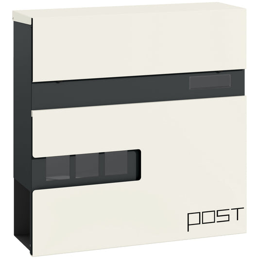 HOMCOM Wall Mounted Post Box, Weatherproof Letterbox with Lock