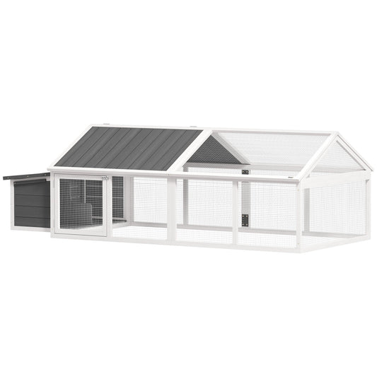 PawHut Wooden Chicken Run with Nesting Box, Openable Roof, for 4-8 Chickens