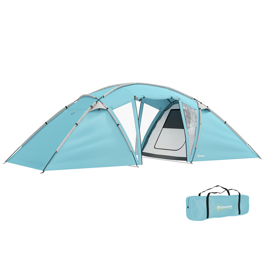 Outsunny 4-6 Man Family Camping Tent w/ 2 Bedrooms, a Living Room