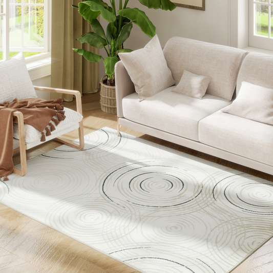 HOMCOM Swirl Pattern Washable Rug, Allergy-Friendly Floor Carpet
