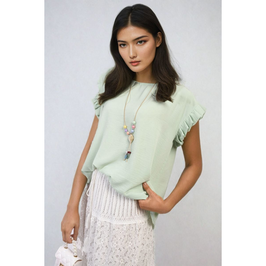 Ruffle Trim Sleeve Top