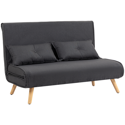 HOMCOM Click Clack Sofa Bed, 2 Seater Bed Settee for Living Room, Grey
