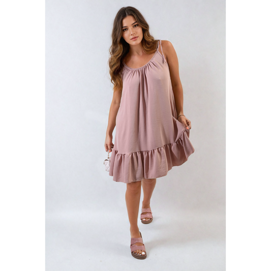 Backless Tie-up Spaghetti Strap Frill Hem Mini Dress